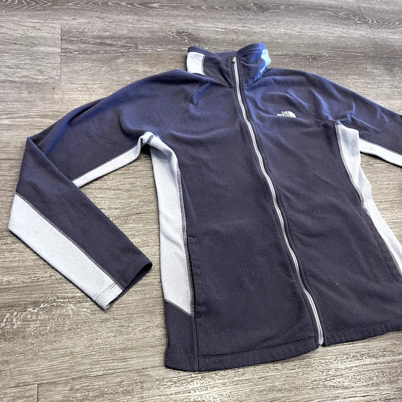 North Face Jacket Women Medium Purple Gray Fleece Full Zip Lightweight Mock Neck - Picture 4 of 14